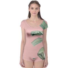 Palm Leaf On Pink Boyleg Leotard  by goljakoff