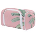 Palm leaf on pink Toiletries Pouch View1