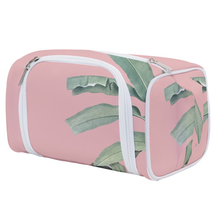 Palm leaf on pink Toiletries Pouch