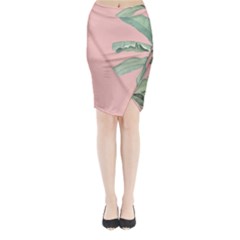 Palm Leaf On Pink Midi Wrap Pencil Skirt by goljakoff