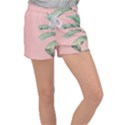 Palm leaf on pink Velour Lounge Shorts View1