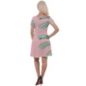 Palm leaf on pink Cap Sleeve Velour Dress  View2