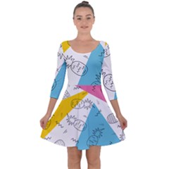 Modern Pineapples Quarter Sleeve Skater Dress by goljakoff