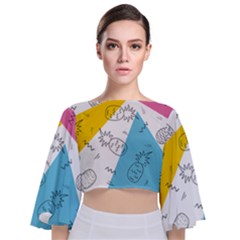 Modern Pineapples Tie Back Butterfly Sleeve Chiffon Top by goljakoff