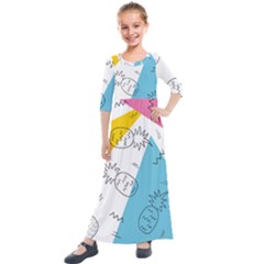 Modern Pineapples Kids  Quarter Sleeve Maxi Dress by goljakoff