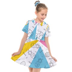 Modern Pineapples Kids  Short Sleeve Shirt Dress by goljakoff