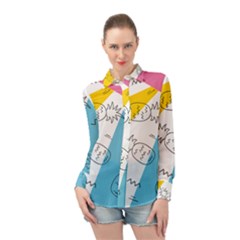 Modern Pineapples Long Sleeve Chiffon Shirt