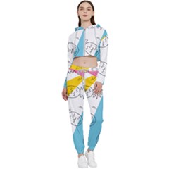 Modern Pineapples Cropped Zip Up Lounge Set