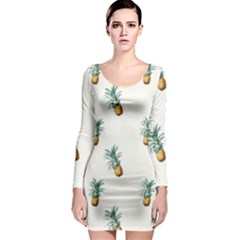 Tropical pineapples Long Sleeve Bodycon Dress