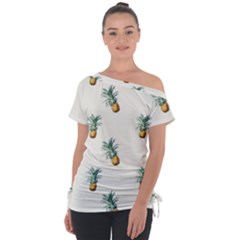 Tropical pineapples Off Shoulder Tie-Up Tee