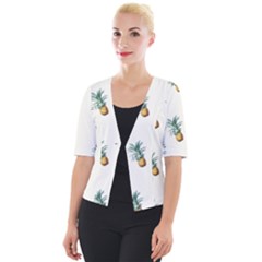 Tropical pineapples Cropped Button Cardigan