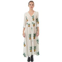 Tropical pineapples Button Up Boho Maxi Dress