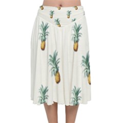 Tropical pineapples Velvet Flared Midi Skirt