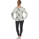 Tropical pineapples Off Shoulder Long Sleeve Velour Top View2