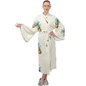 Tropical pineapples Maxi Velour Kimono View1