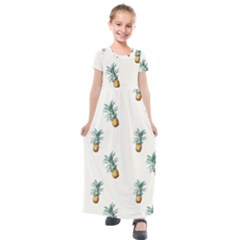 Tropical pineapples Kids  Short Sleeve Maxi Dress