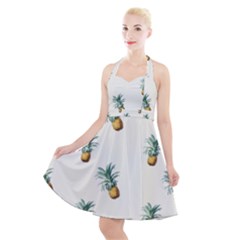 Tropical pineapples Halter Party Swing Dress 