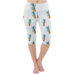 Tropical pineapples Lightweight Velour Cropped Yoga Leggings