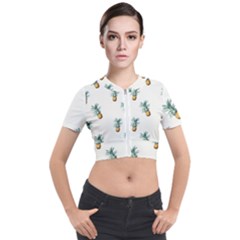 Tropical pineapples Short Sleeve Cropped Jacket