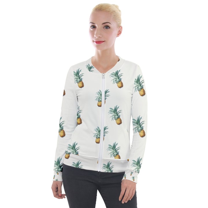 Tropical pineapples Velvet Zip Up Jacket