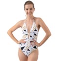 Golden pineapples Halter Cut-Out One Piece Swimsuit View1