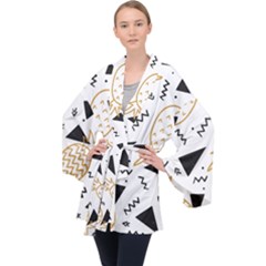 Golden Pineapples Long Sleeve Velvet Kimono  by goljakoff