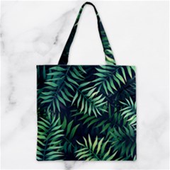 Green Leaves Zipper Grocery Tote Bag by goljakoff