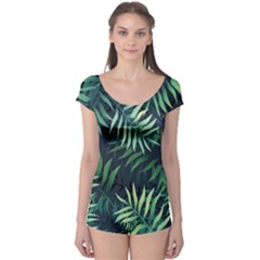 Green Leaves Boyleg Leotard  by goljakoff