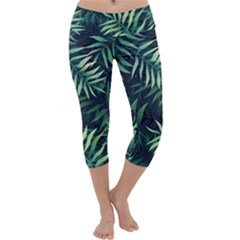 Green Leaves Capri Yoga Leggings by goljakoff