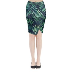 Green Leaves Midi Wrap Pencil Skirt by goljakoff