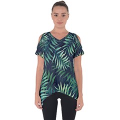 Green Leaves Cut Out Side Drop Tee by goljakoff