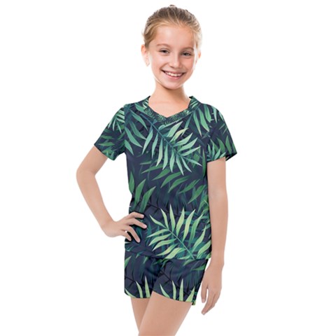 Green Leaves Kids  Mesh Tee And Shorts Set by goljakoff