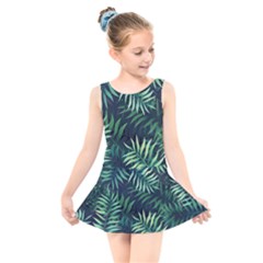 Green Leaves Kids  Skater Dress Swimsuit by goljakoff