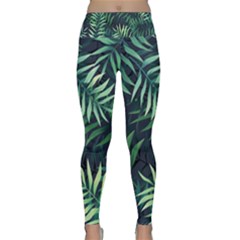 Green Leaves Lightweight Velour Classic Yoga Leggings by goljakoff