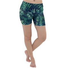 Green Leaves Lightweight Velour Yoga Shorts by goljakoff