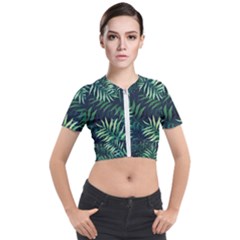 Green Leaves Short Sleeve Cropped Jacket by goljakoff