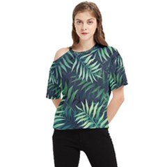 Green Leaves One Shoulder Cut Out Tee by goljakoff