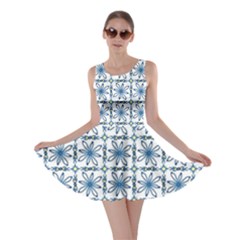 Azulejo Style Blue Tiles Skater Dress by MintanArt