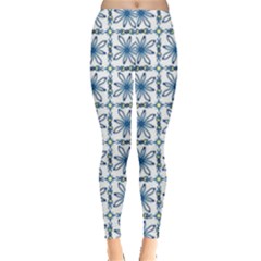 Azulejo Style Blue Tiles Leggings  by MintanArt