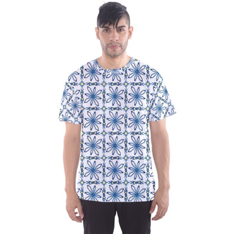 Azulejo Style Blue Tiles Men s Sport Mesh Tee by MintanArt