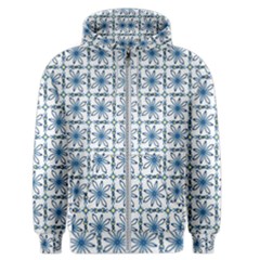 Azulejo Style Blue Tiles Men s Zipper Hoodie by MintanArt