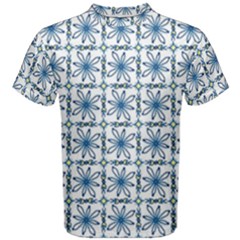 Azulejo Style Blue Tiles Men s Cotton Tee by MintanArt