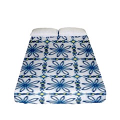 Azulejo Style Blue Tiles Fitted Sheet (full/ Double Size) by MintanArt