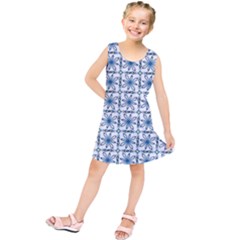 Azulejo Style Blue Tiles Kids  Tunic Dress by MintanArt