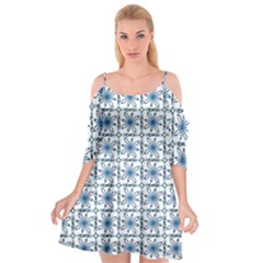 Azulejo Style Blue Tiles Cutout Spaghetti Strap Chiffon Dress by MintanArt