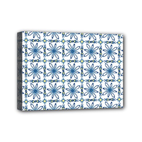 Azulejo Style Blue Tiles Mini Canvas 7  X 5  (stretched) by MintanArt