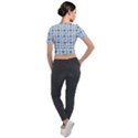 Azulejo style blue tiles Short Sleeve Cropped Jacket View2