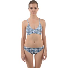 Azulejo Style Blue Tiles Wrap Around Bikini Set by MintanArt