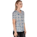 Azulejo style blue tiles Women s V-Neck Scrub Top View3