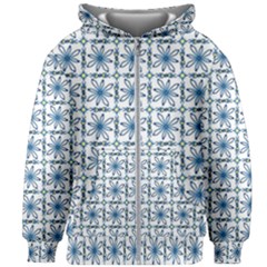 Azulejo Style Blue Tiles Kids  Zipper Hoodie Without Drawstring by MintanArt